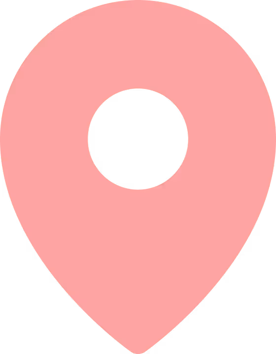 Pink map location pin icon.