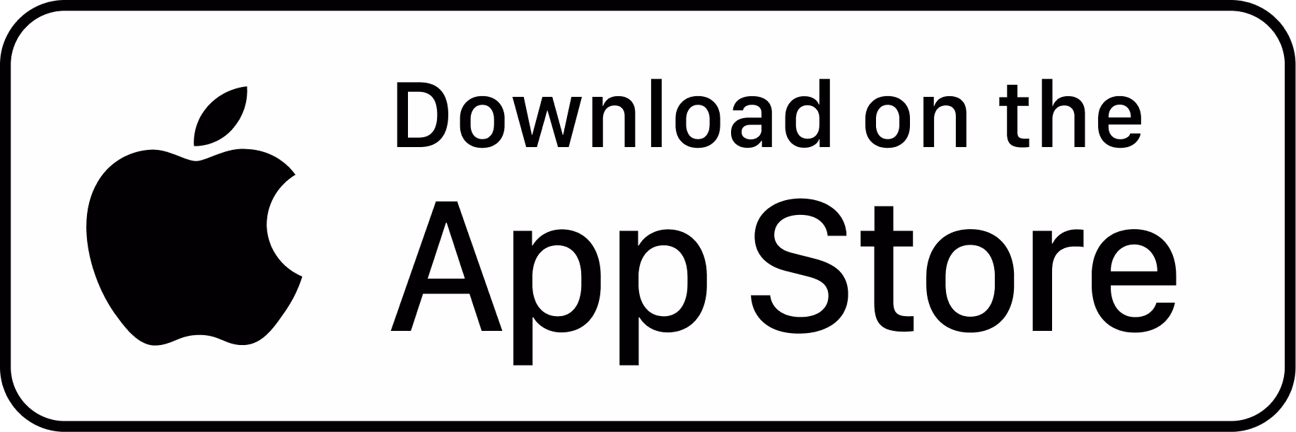 Apple logo with text 'Download on the App Store' on a white rounded rectangle button.