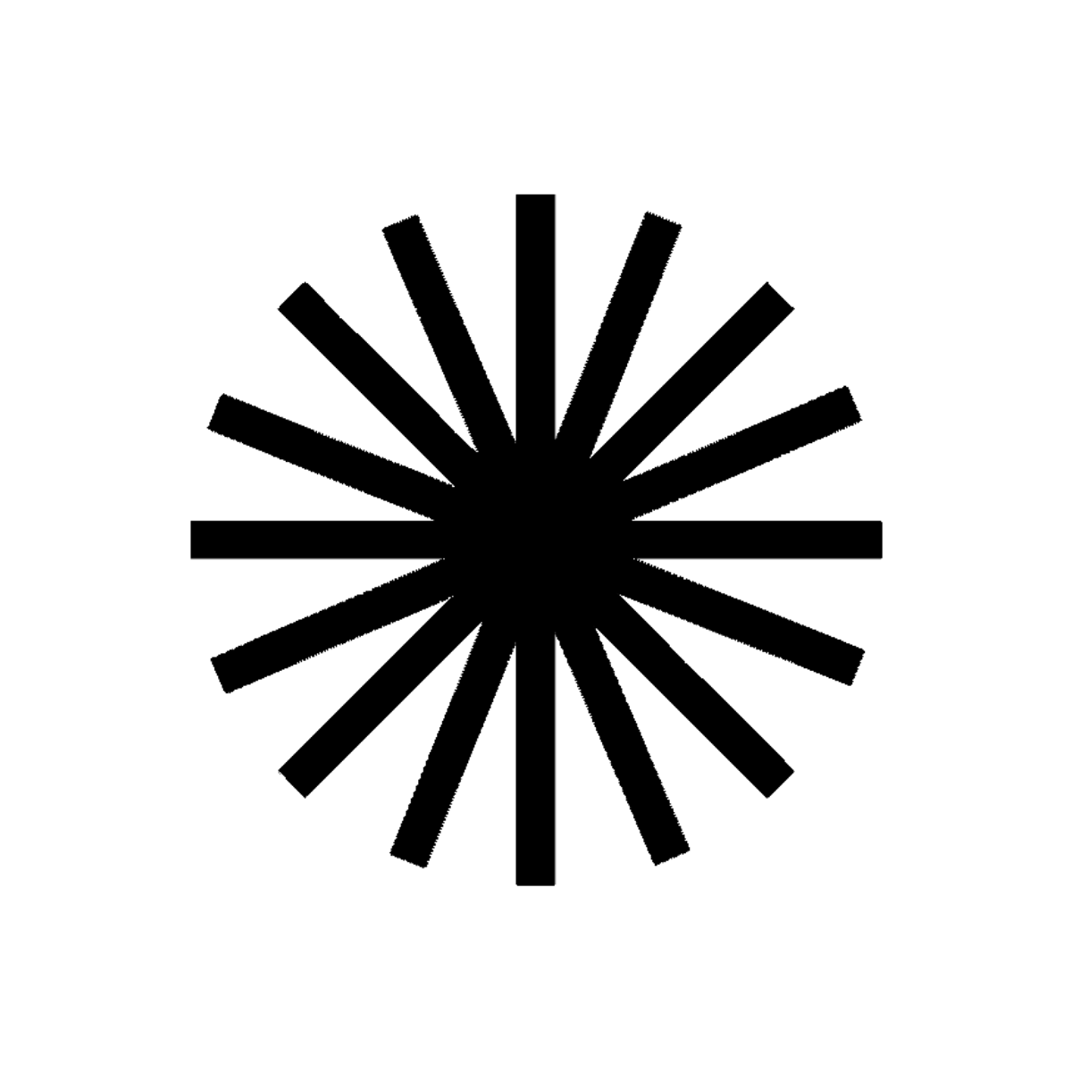 Black circular spinner icon with radiating bars representing loading.