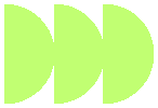 Three overlapping chartreuse lime green semicircles facing right on a white background.
