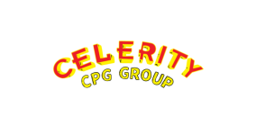 Logo with the word 'CELERITY' in red and yellow stylized font above 'CPG GROUP' in yellow font.