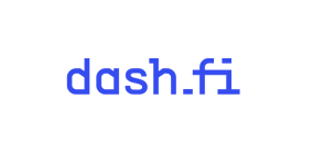dash.fi text logo in blue lowercase letters on a white background.
