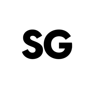 White uppercase letters S and G on a black background.