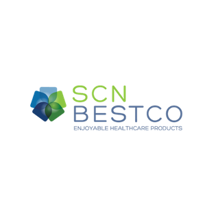 SCN BESTCO logo with abstract multicolored geometric shape and tagline Buyable Healthcare Products.