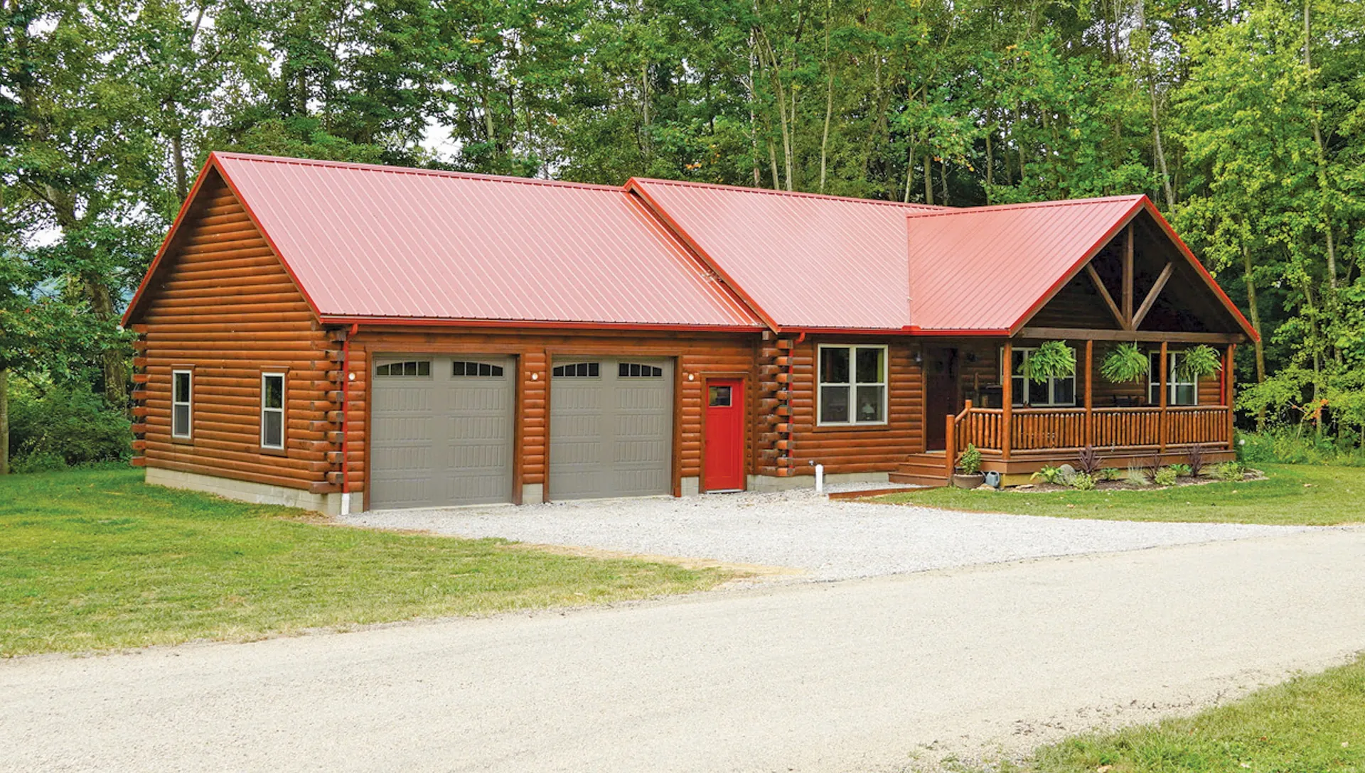 brown log cabin in the sunset ridge model