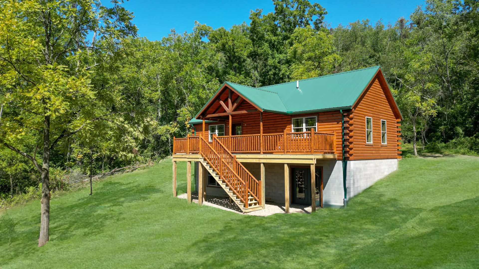 2 story modular home with green roof built on a slope