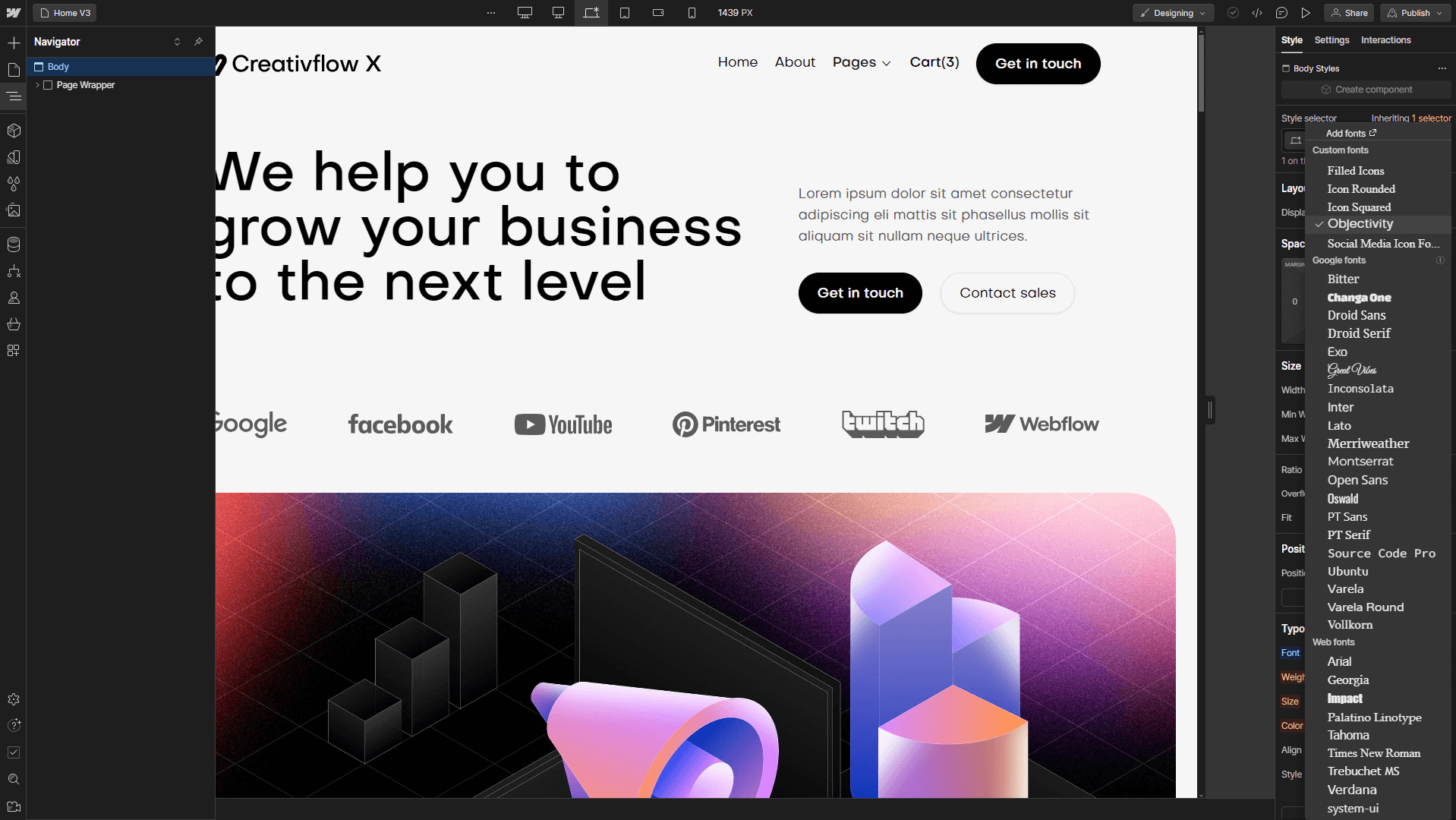 Typography - Creativflow X Webflow Template