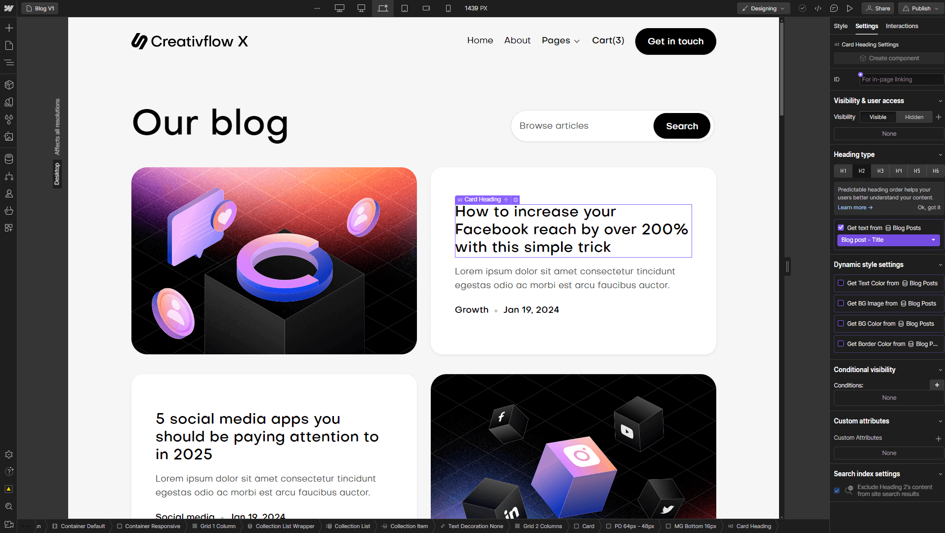 CMS Content - Creativflow X Webflow Template