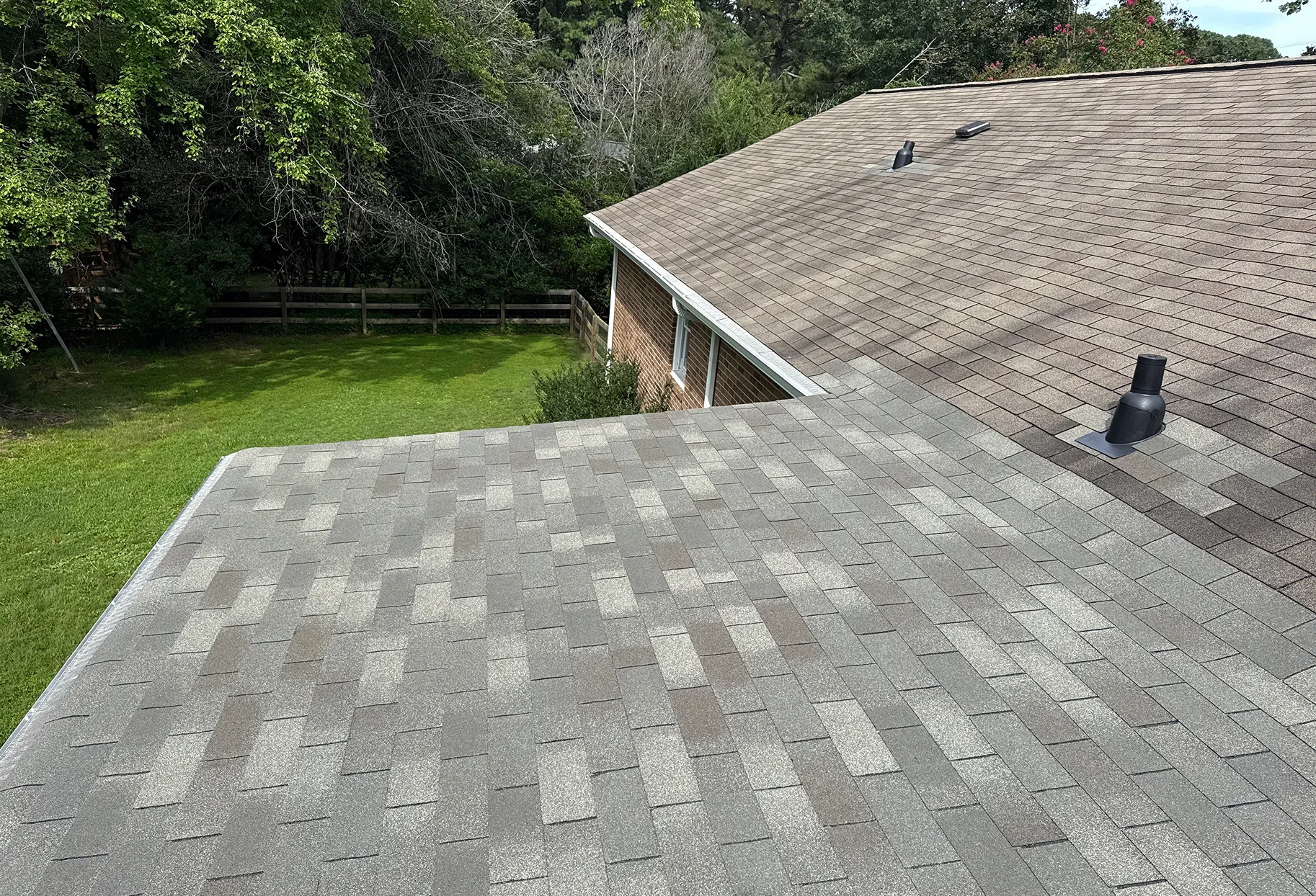 Roofing installation with clean shingle alignment and consistent coverage, delivering reliable protection and long-lasting performance.