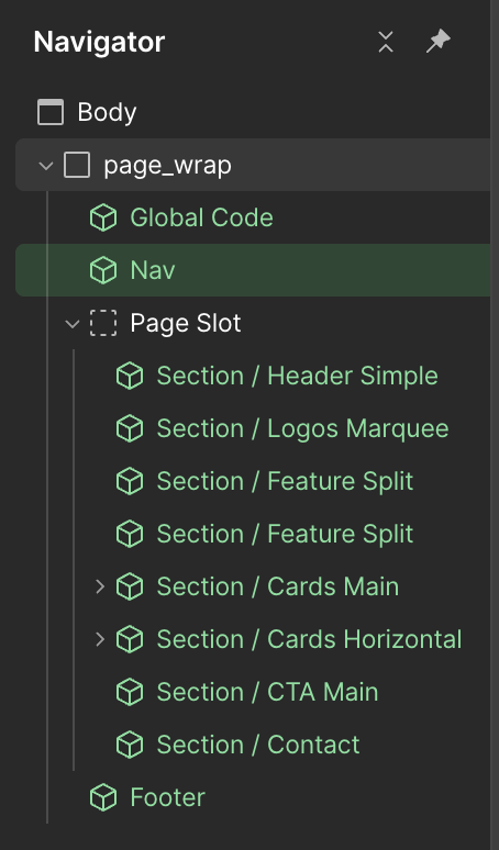 Webflow Navigator interface