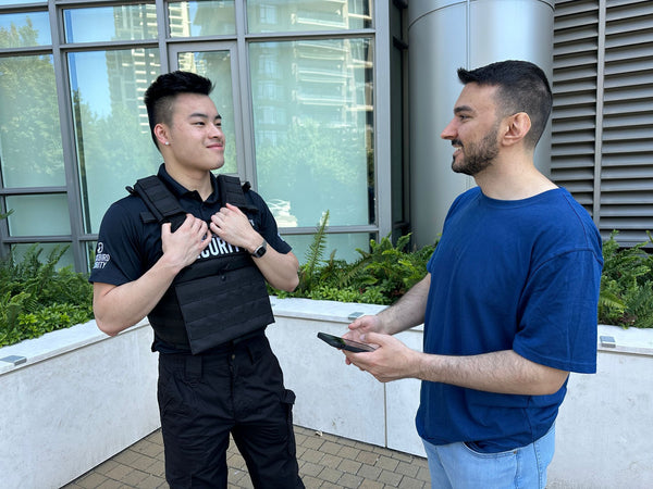 Mall security guards help customers on Lunar New Year