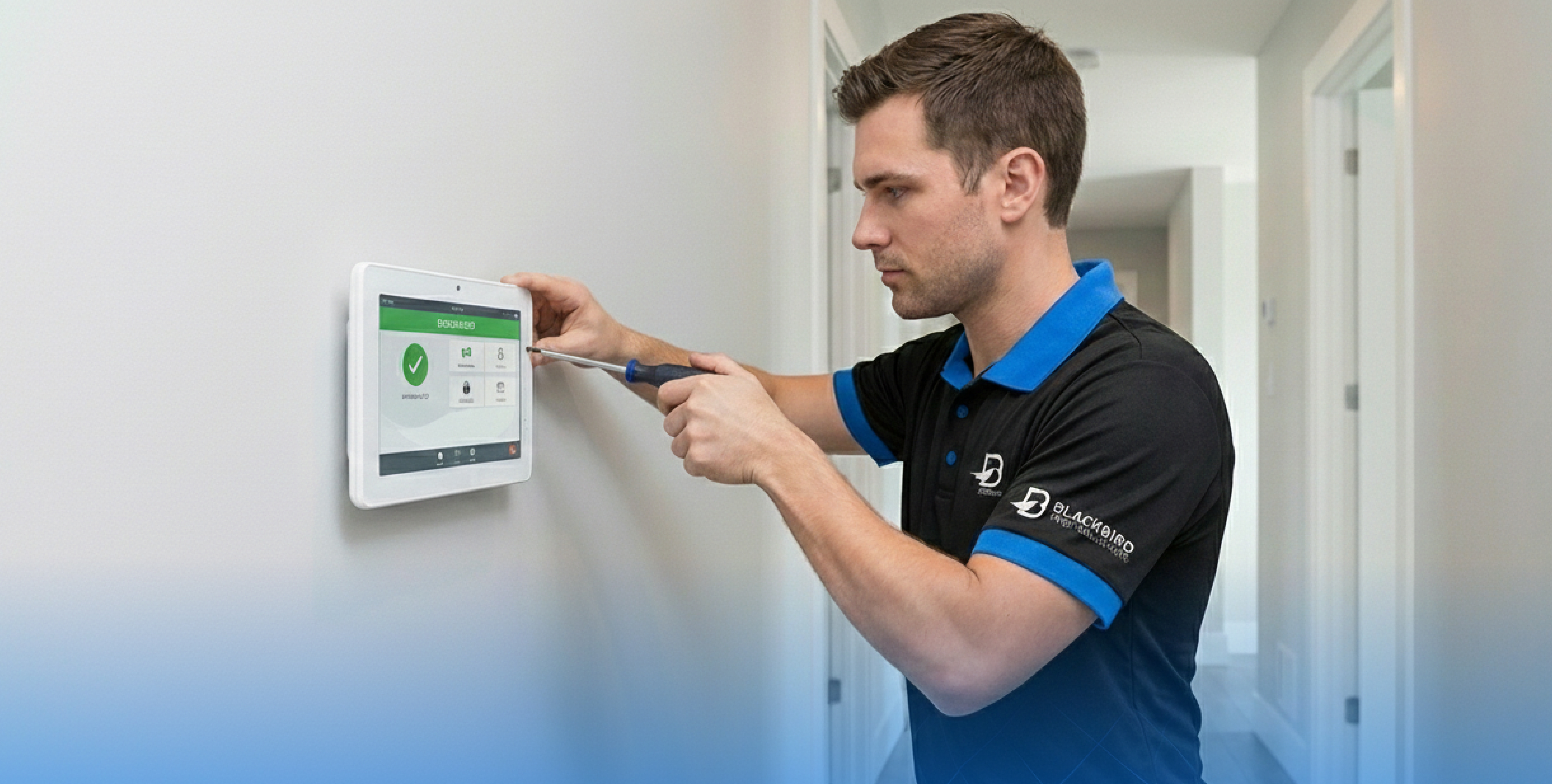 Blackbird technician installing alarm systems