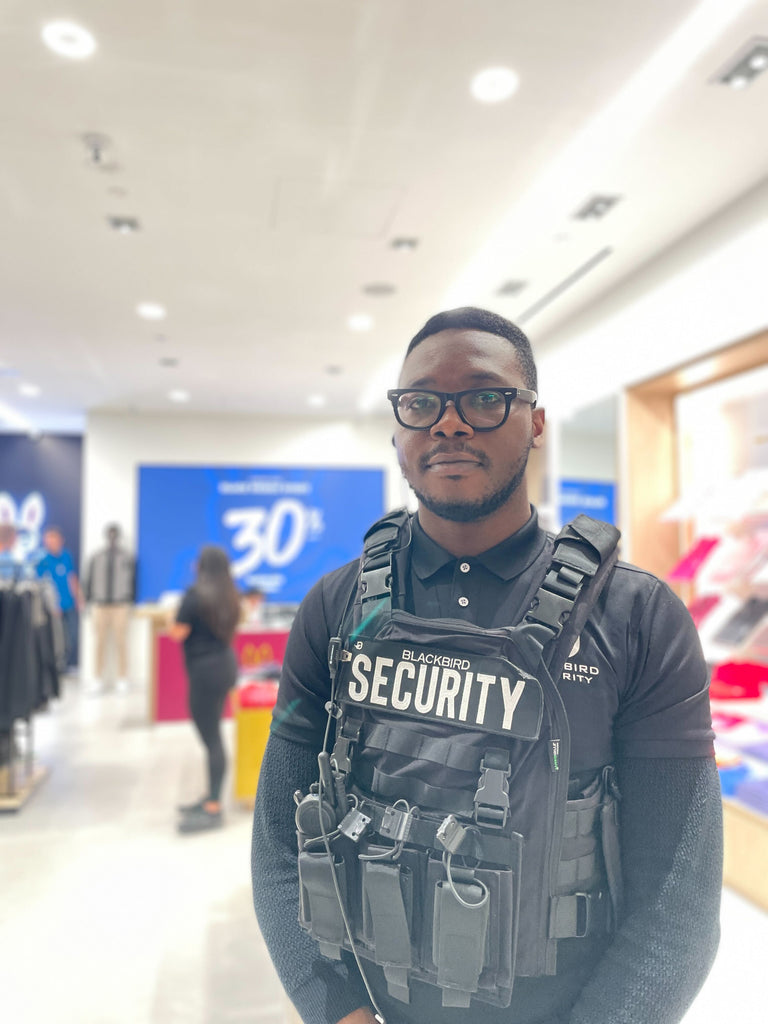 Blackbird Security tactical security guard retail security on Black Friday 2024 in Vancouver BC Canada. Best Black Friday retail security