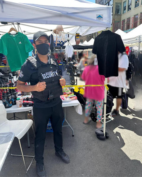 A Blackbird Security guard in Vancouver on the Downtown East Side