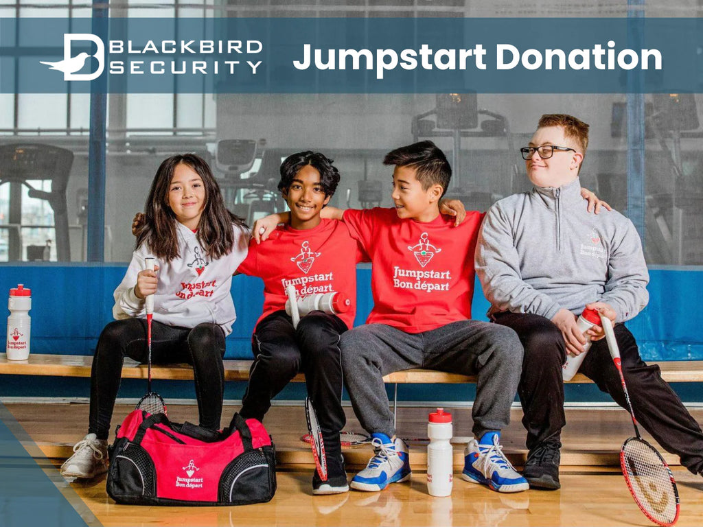 A row of kids wearing Canadian Tire Jumpstart shirts