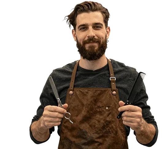 Barbeiro com tesoura e pente na mão