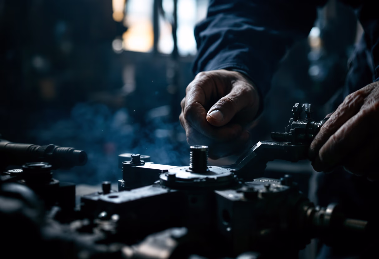 image of workers at machining station