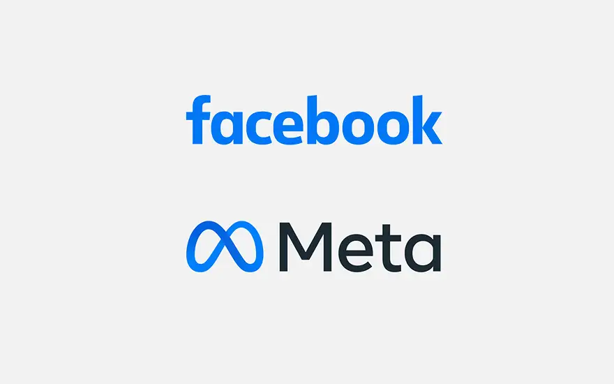 A picture of 2 logos - Facebook and Meta
