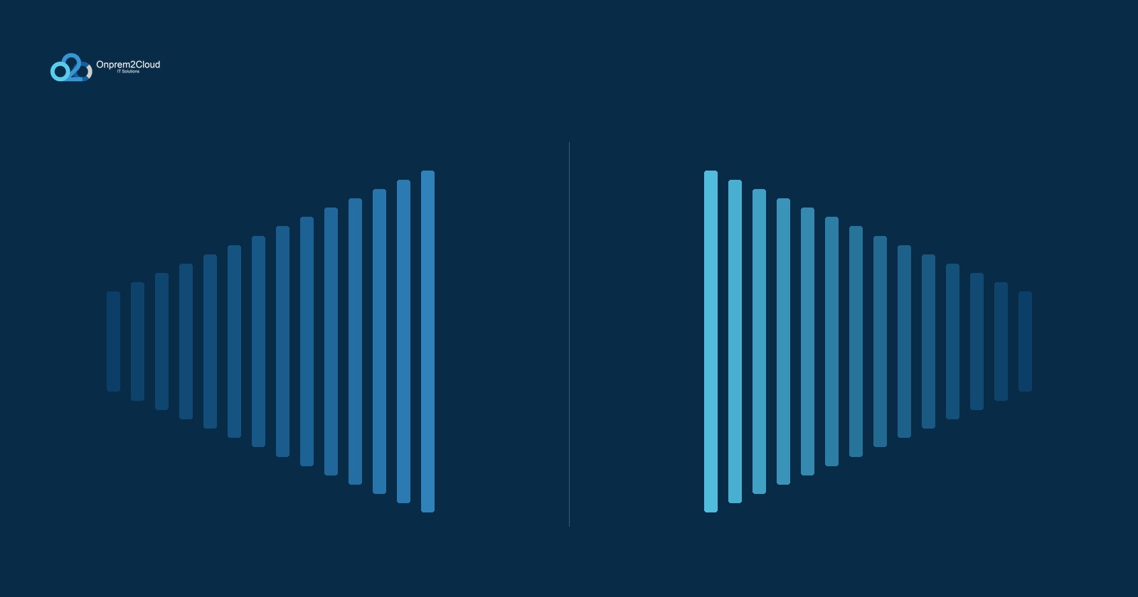 Two column systems rising toward a central seam, representing a choice between two platforms