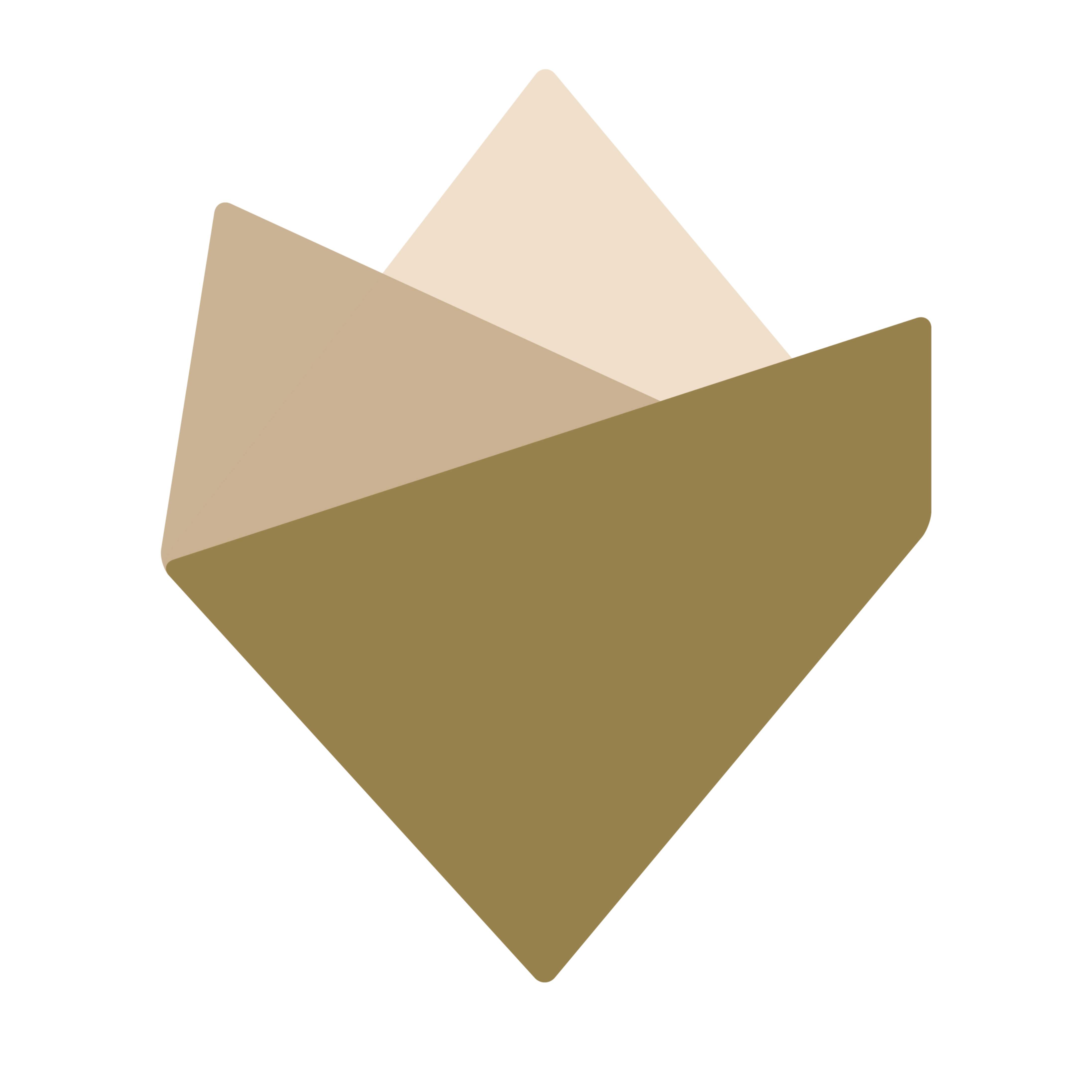 Abstract geometric design with overlapping triangles in beige and brown tones.