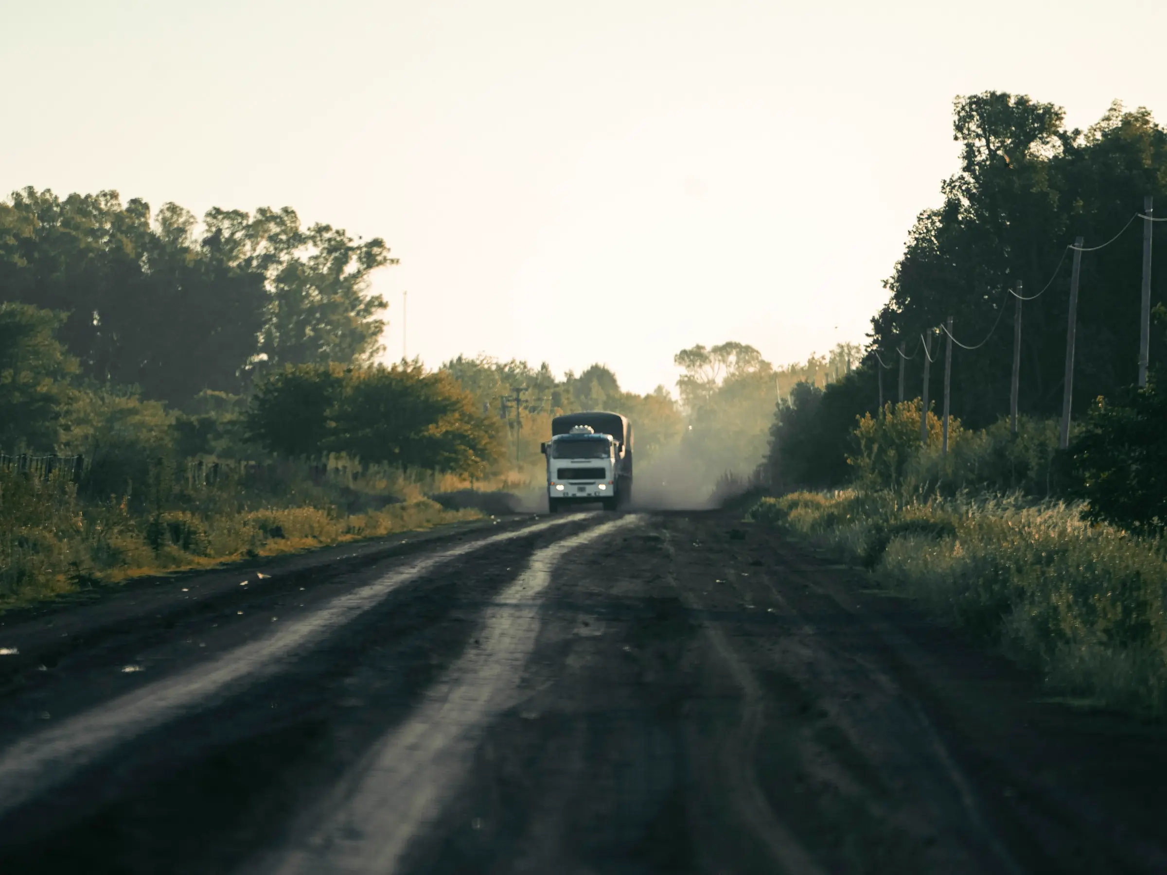 Moving truck on road
