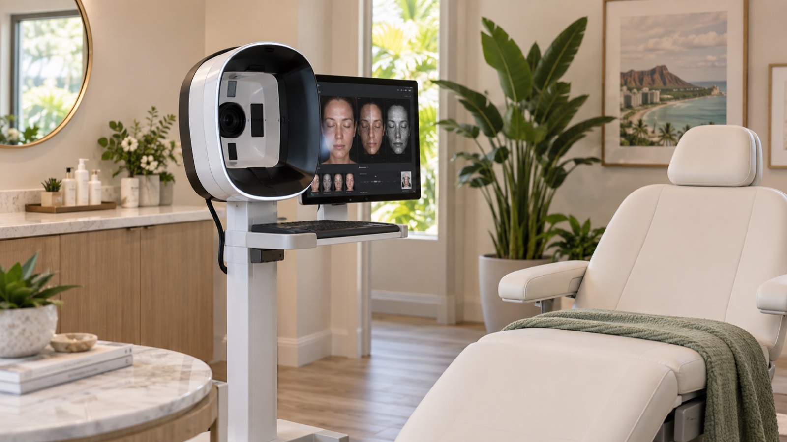 Alma IQ digital skin analysis device at the Kaimuki studio