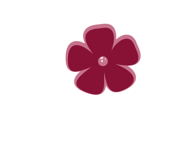 Simple orange flower with five rounded petals and a cream outline on a transparent background.