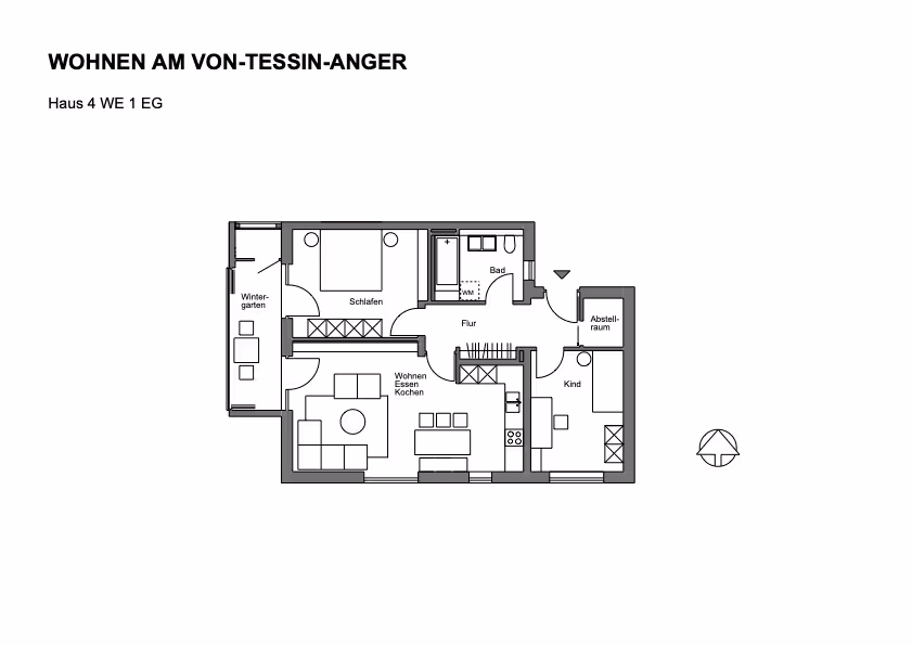 Grundriss einer Wohnung im Neubauprojekt Von-Tessin-Anger bei Peiting