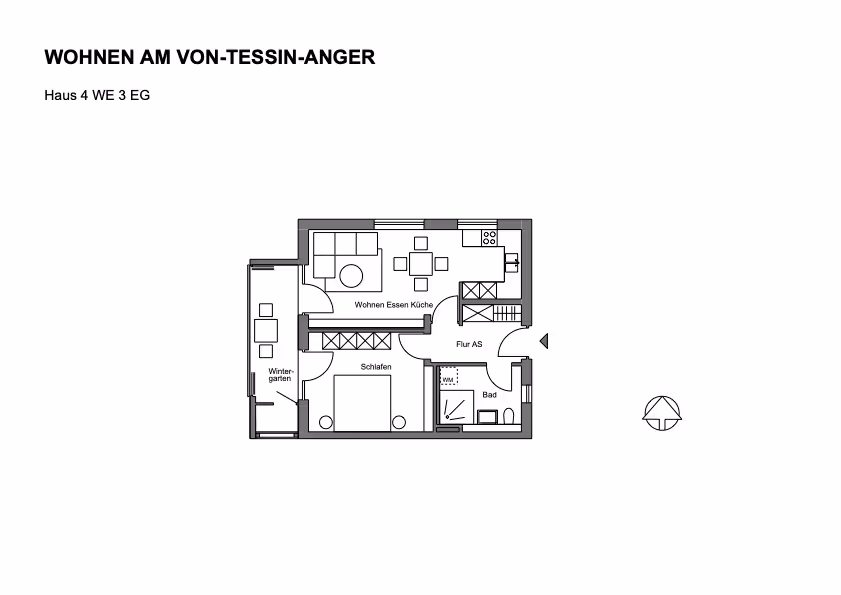 Grundriss einer Wohnung im Neubauprojekt Von-Tessin-Anger bei Peiting