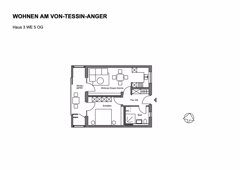 Grundriss einer Wohnung im Neubauprojekt Von-Tessin-Anger bei Peiting