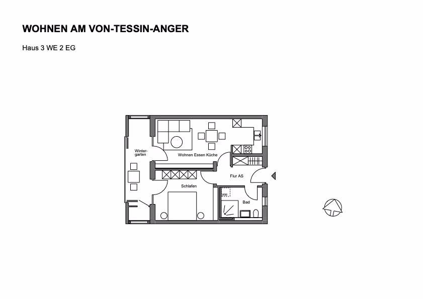 Grundriss einer Wohnung im Neubauprojekt Von-Tessin-Anger bei Peiting