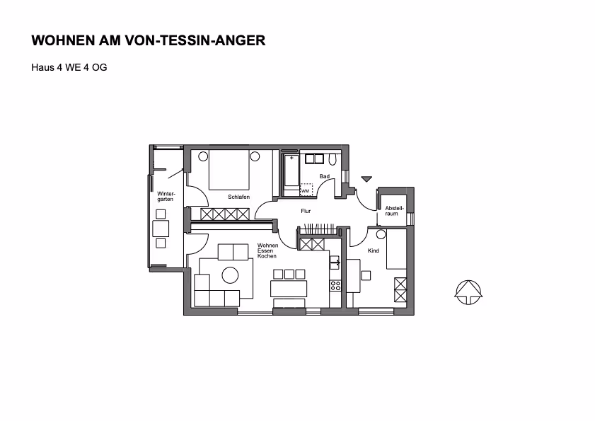 Grundriss einer Wohnung im Neubauprojekt Von-Tessin-Anger bei Peiting