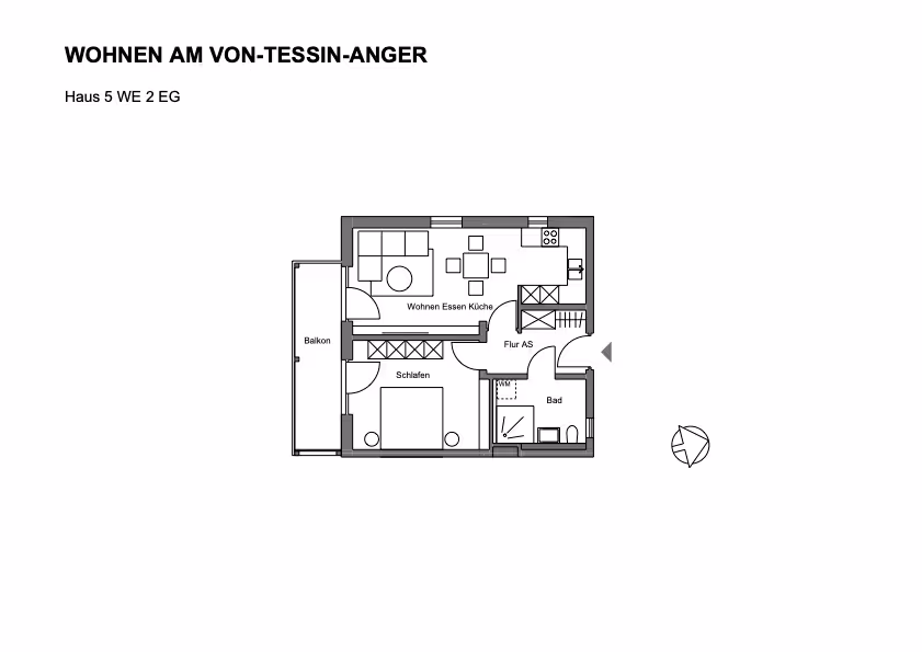 Grundriss einer Wohnung im Neubauprojekt Von-Tessin-Anger bei Peiting