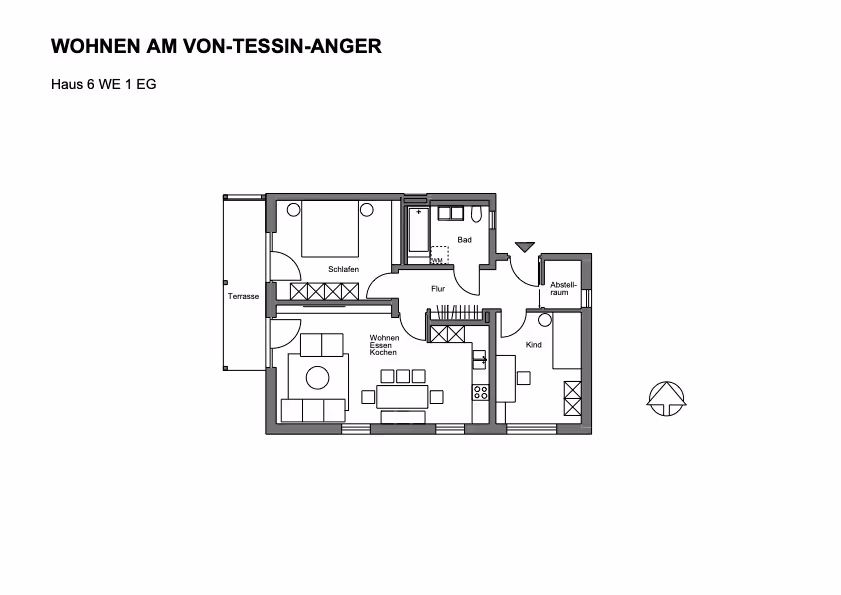 Grundriss einer Wohnung im Neubauprojekt Von-Tessin-Anger bei Peiting