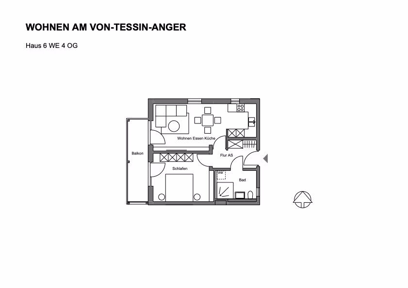 Grundriss einer Wohnung im Neubauprojekt Von-Tessin-Anger bei Peiting