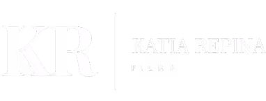 Katia Repina Films logo with initials KR and full name separated by a vertical line.