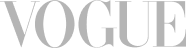 Vogue magazine logo in serif font.