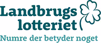 Logo for Landbrugslotteriet with text 'Numre der betyder noget' and a clover symbol.