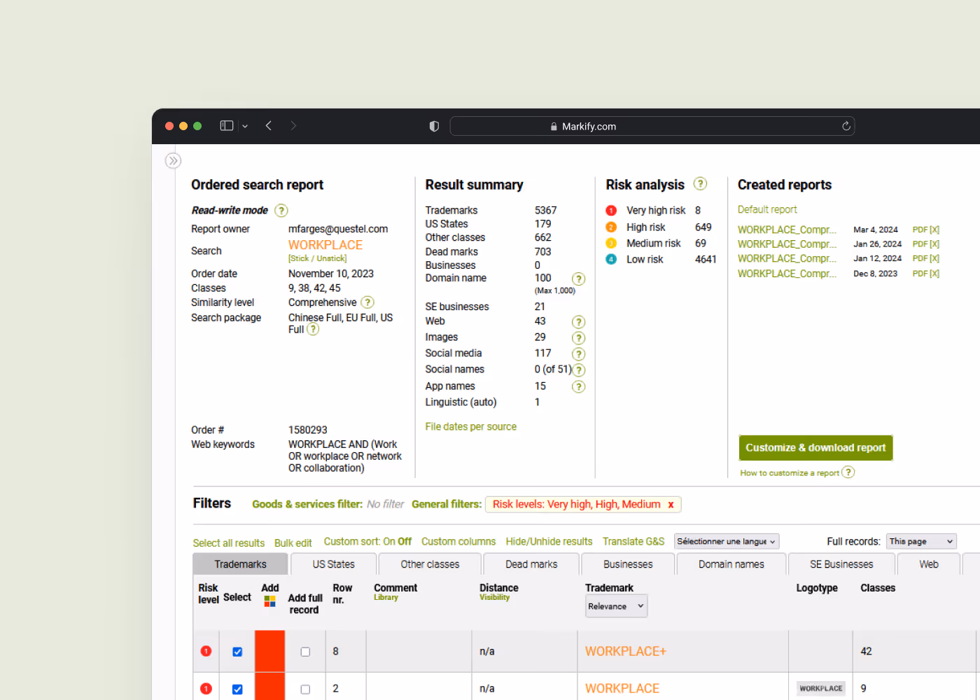 Markify Comprehensive Search preview