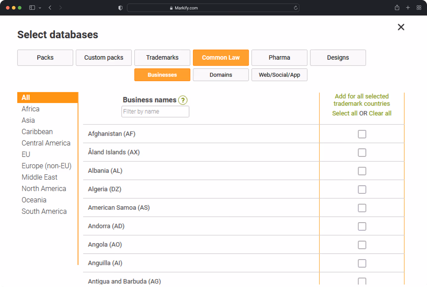 Markify Common Law interface mockup
