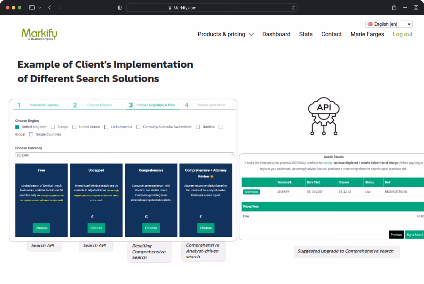 Markify APIs & Data Access interface mockup
