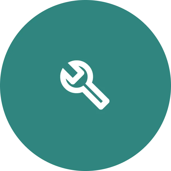 White wrench icon centered on a teal circular background.