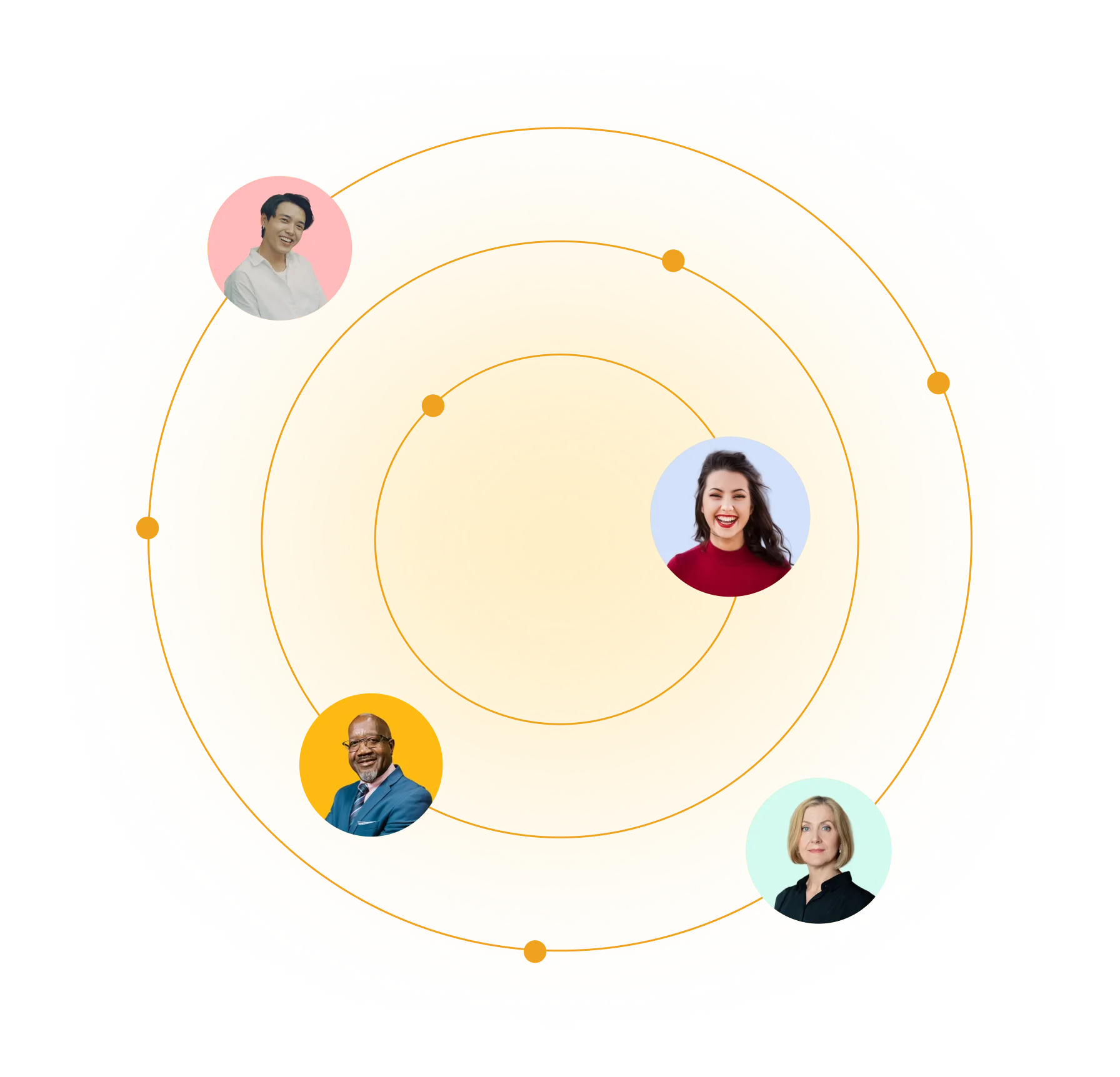 A diverse group of people looking at the laptop