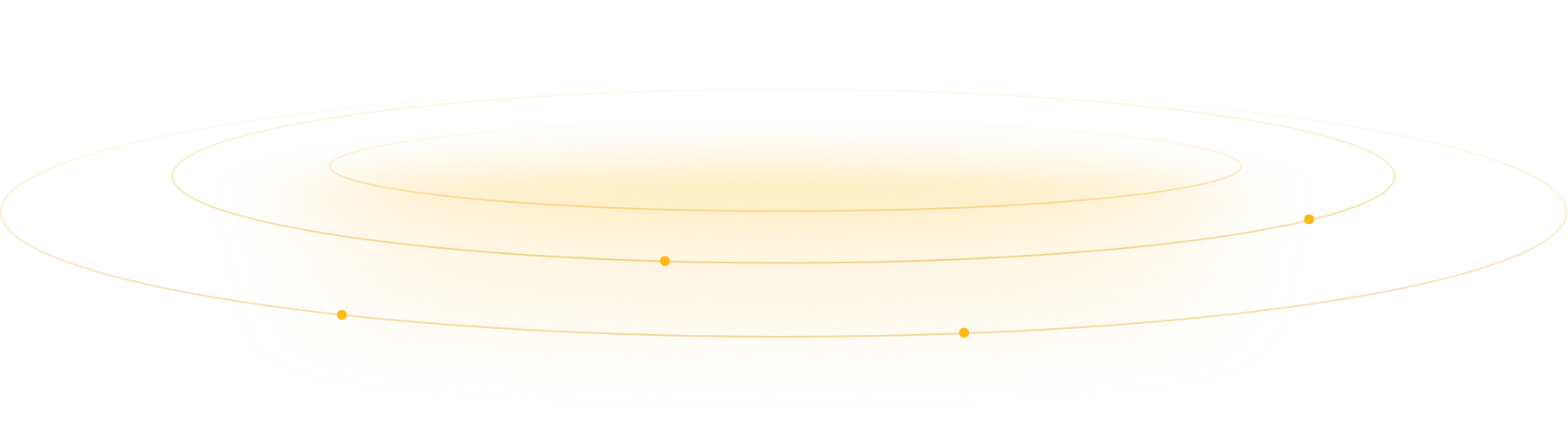 Bright yellow planet with multiple thin, translucent rings orbiting around it on a black background.