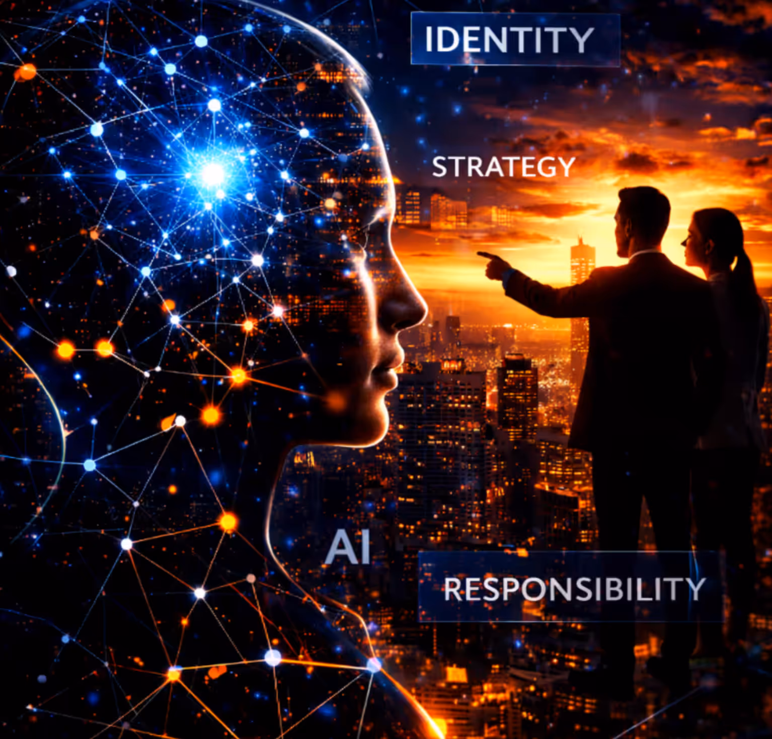 Das Bild beschreibt die Identität mit Strategy, AI und Responsibility von TOUREC Executive Search