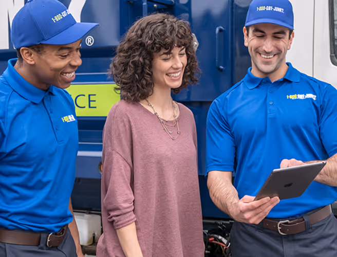 Customer being shown 1-800-GOT-JUNK? prices and provided a junk removal quote