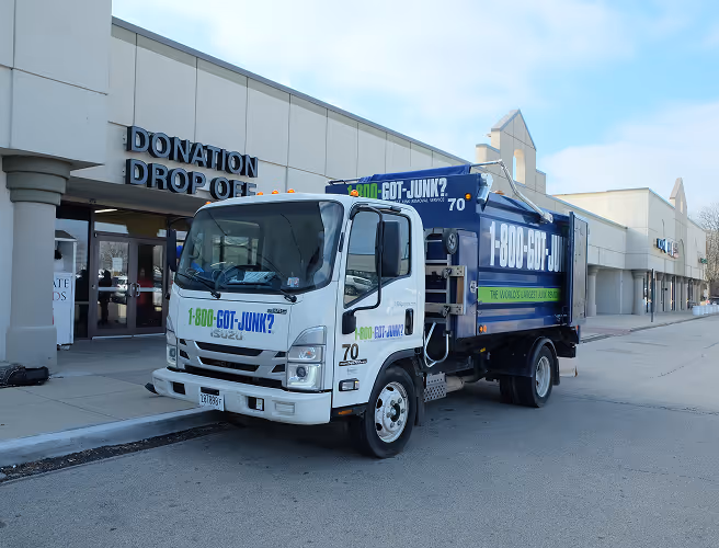 truck in front of donation drop off