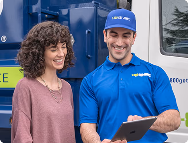 Customer being shown 1-800-GOT-JUNK? prices and provided a junk removal quote