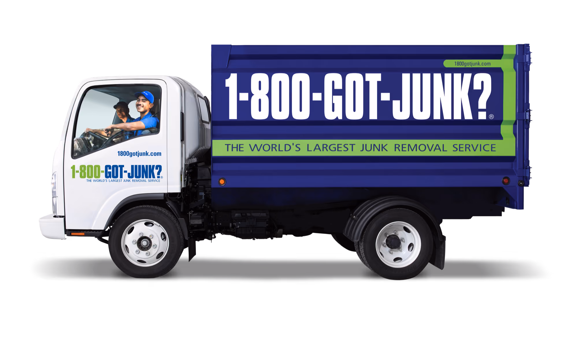1-800-GOT-JUNK? truck with two team members in the cab