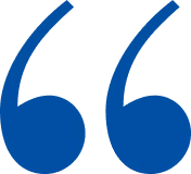 Blue double quotation mark symbol.